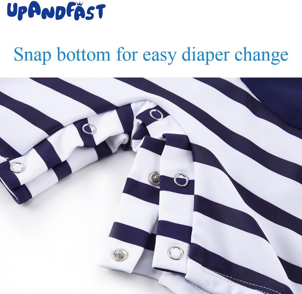 upandfast Baby Boys/Girls Zipper Swimwear with Snap Bottom UPF 50+ Sun Protection Toddler One Piece Swimsuit