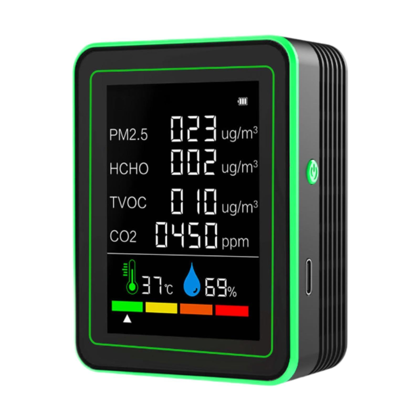Air Quality Tester Digital Display Real Time Display for Office House Garden Black-image-11