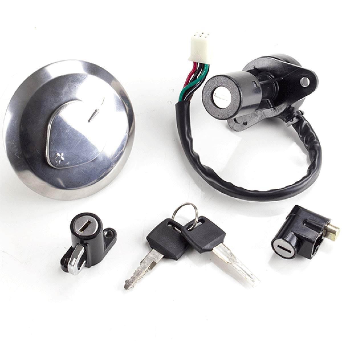 Cmpo Black Lock Set Complete Compatible With Lexmoto Assault 125 Hj125-J/Oregon 125 Hj125-K