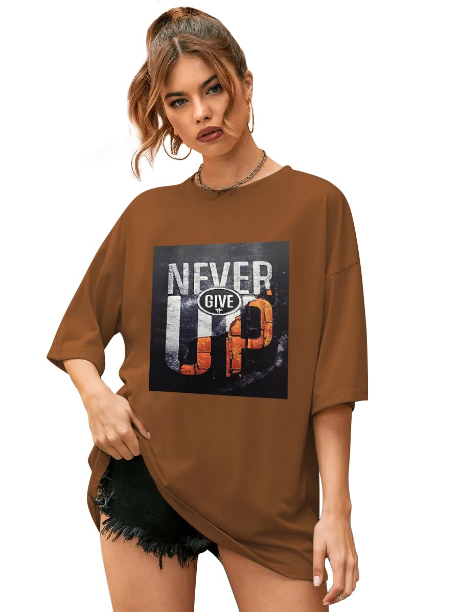 Women Cotton Oversized Round Neck Printed Tshirt-image-22