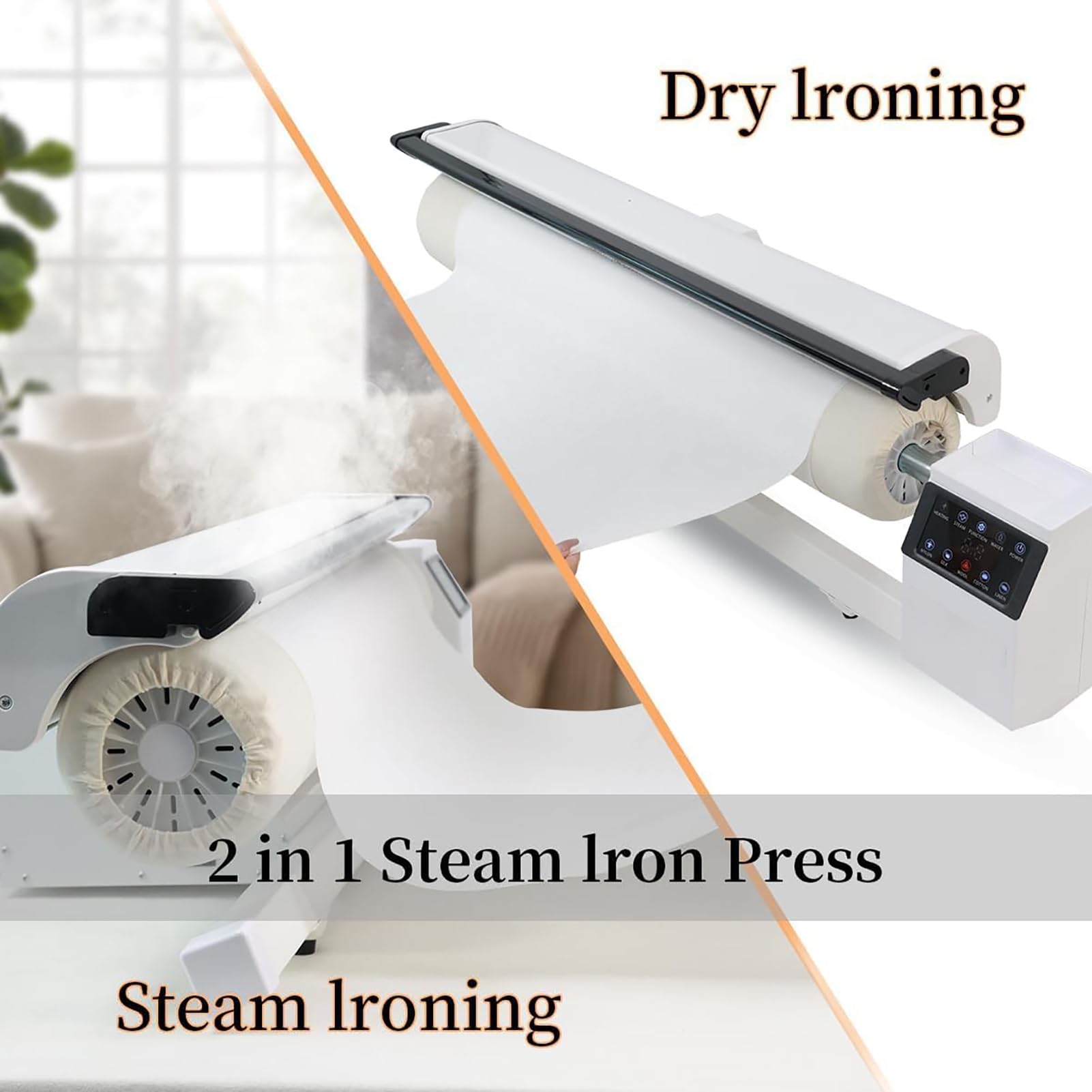 Hotel Linen Ironing Machine,Household Full-Size Rotary iron With Foot Pedal Control+5 fabric settings+Touch screen