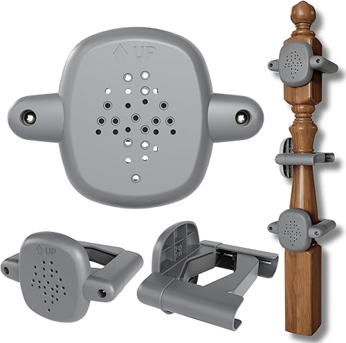Upgrade 2 Pcs Baby Gate Banister Adapter No-Drill Stair Railing Mount Kit, Fits 23.5 RoundSquare Posts, Compatible with Baby & Pet Safety Gates,Gray