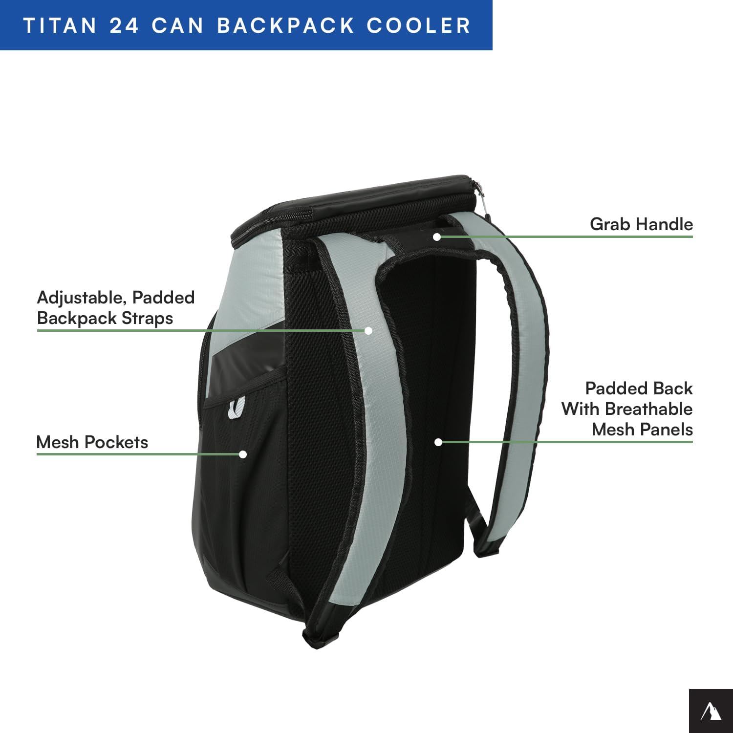 Titan by Arctic Zone Backpack Cooler, Insulated Soft Sided Bag with Leak Proof Lining and Padded Straps, for Lunch, Picnic, and Travel, 24 Can Capacity