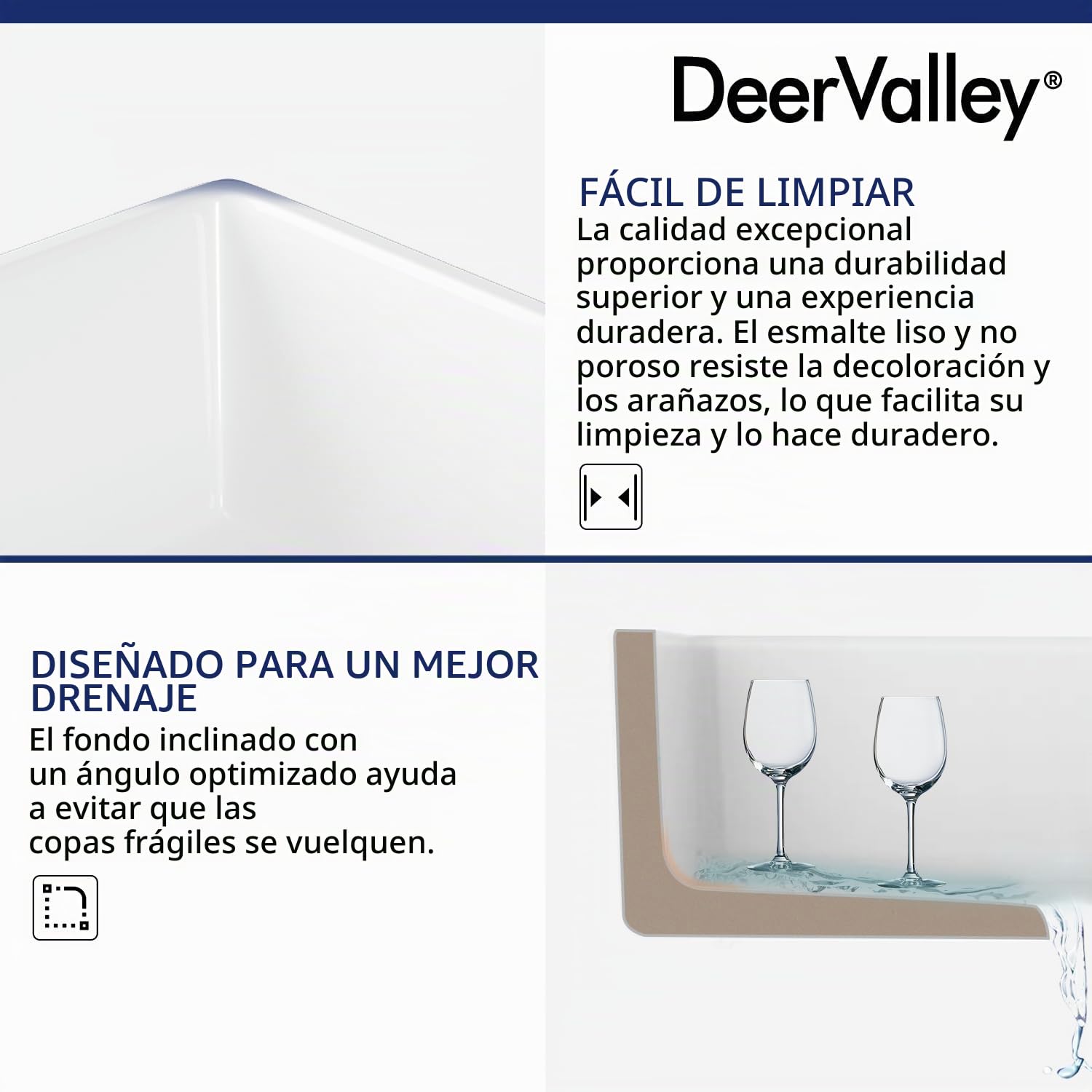 DeerValley Fregadero blanco de 24 pulgadas, fregadero de cocina de cerámica de arcilla refractaria, fregadero frontal profundo con rejilla inferior y colador | Fireclay - Fregadero frontal profundo con rejilla inferior y colador