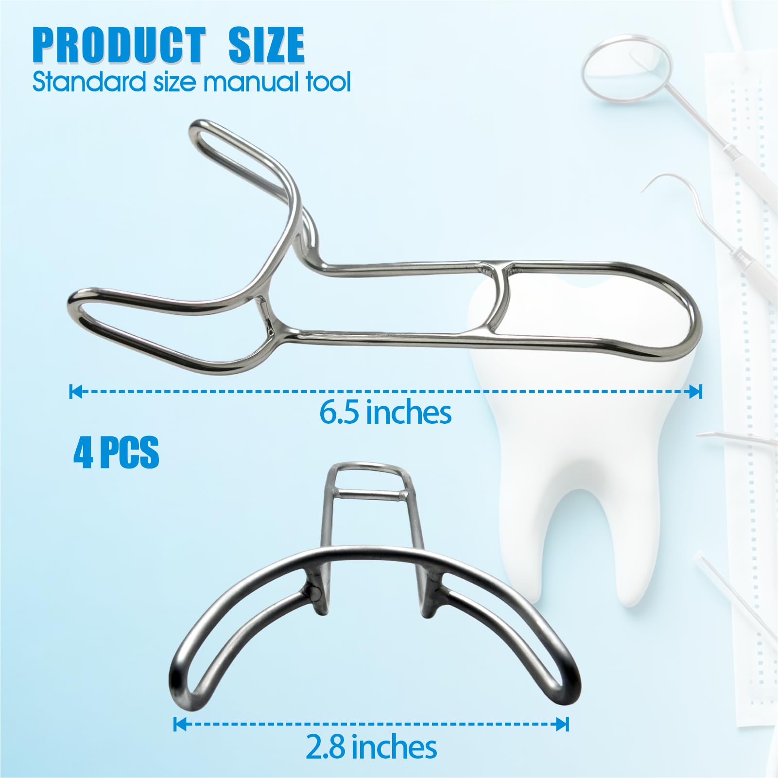 Divaricatore dentale per guance, ortodontico, per labbra e guance, strumento di apertura intraorale della bocca per clinica, sbiancamento dei denti, esame orale e fotografia, confezione da 4