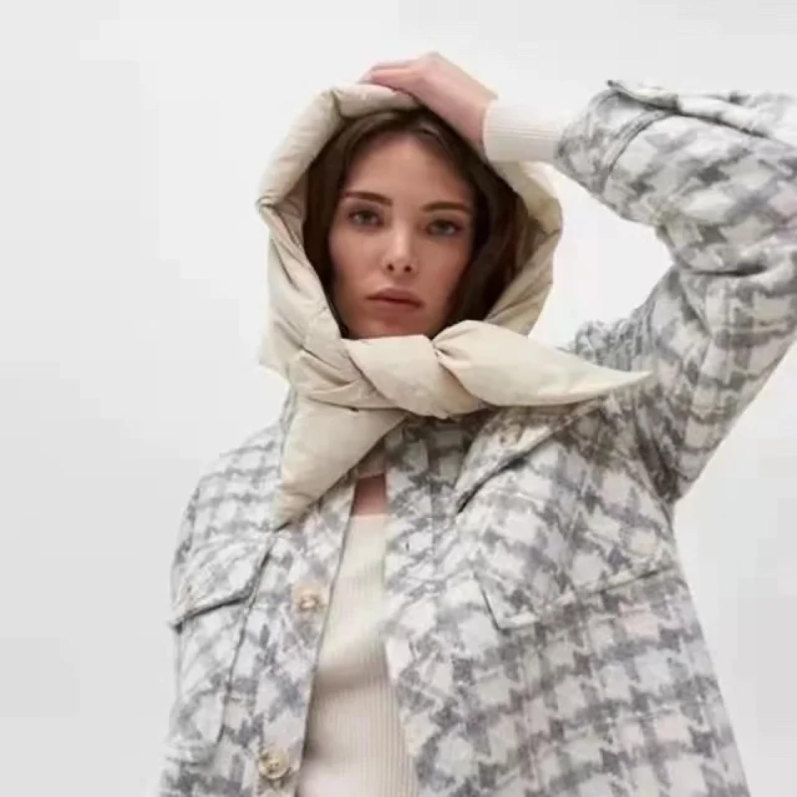 Schals Tücher Halstuch Scarf Design Steppschal Dreieck Puffy Hood Kopftuch Winter Warm Verzierter Schal Halstuch Schal Für Mode Damen