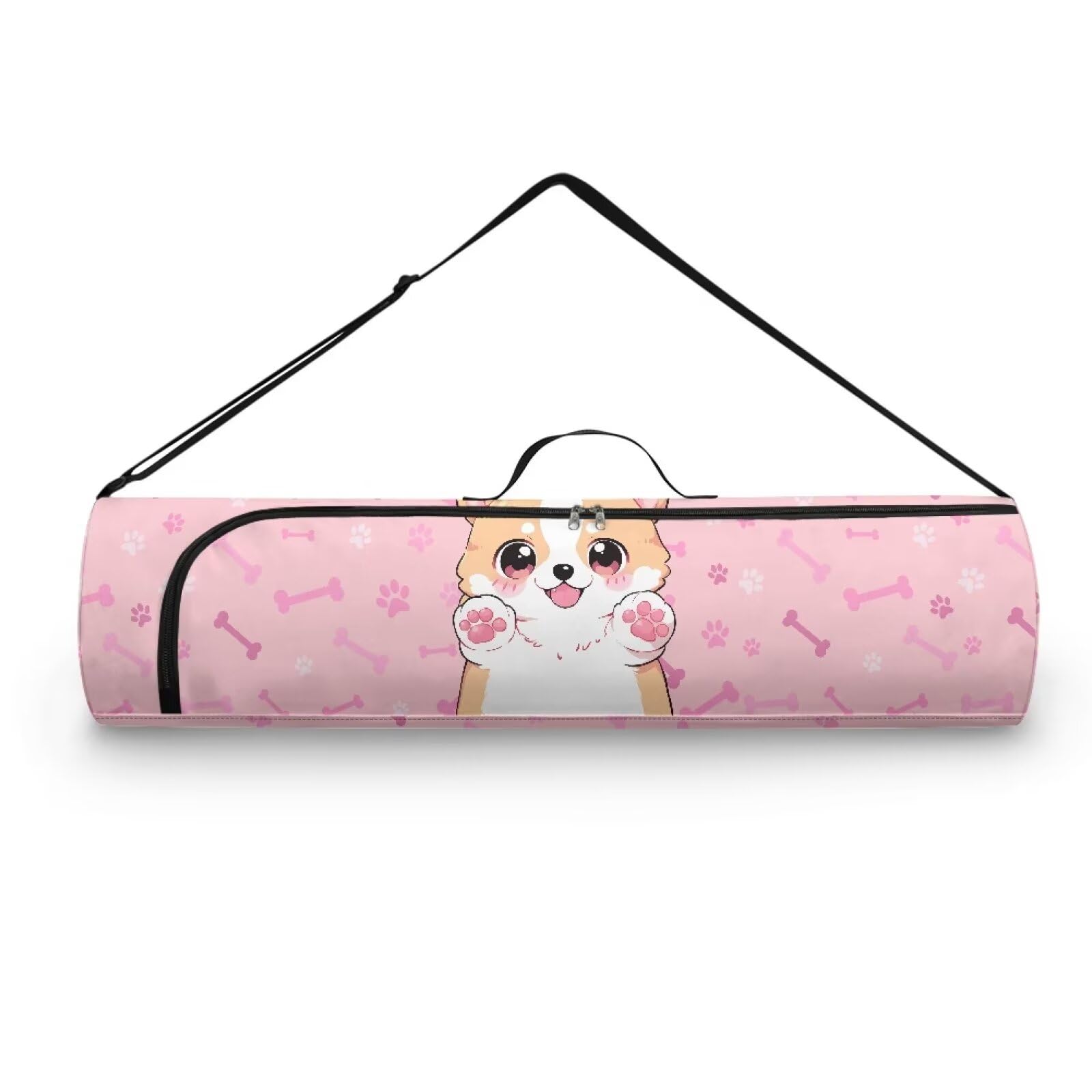 Pzuqiu Cute Puppy Yoga Mat Bag for Women & Men Travel Yoga Gym Bag for Thick Exercise Yoga Mat Full-Zip Yoga Mat Carrier Bag for Class Workout Park with Adjustable Strap