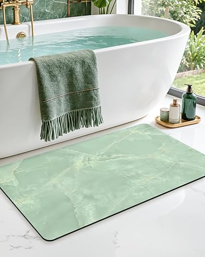 Miniatura 21 de DEXI Alfombra de baño ultra fina, antideslizante para suelo de ducha, absorbente, de secado rápido, de mármol, perfil bajo, 17 x 32 pulgadas, color