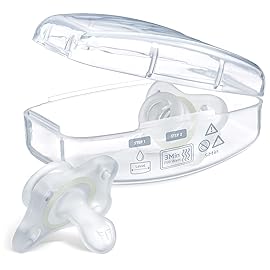 Chicco PhysioForma 100% Silicone Mini Glow in The Dark Pacifier for Babies Aged 2-6 Months | BPA & Latex Free | Reusable Sterilizing Case | Clear, 2pk