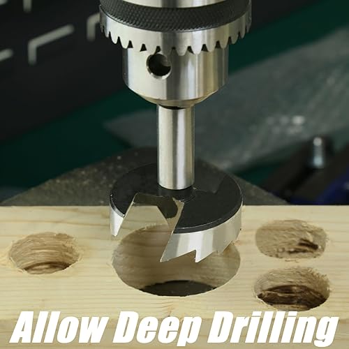 Miniatura 3 de Juego de brocas Forstner de 8 piezas, vástago redondo de 14 a 1-38 pulgadas, kit de taladro de madera multicara, herramienta de sierra de agujero