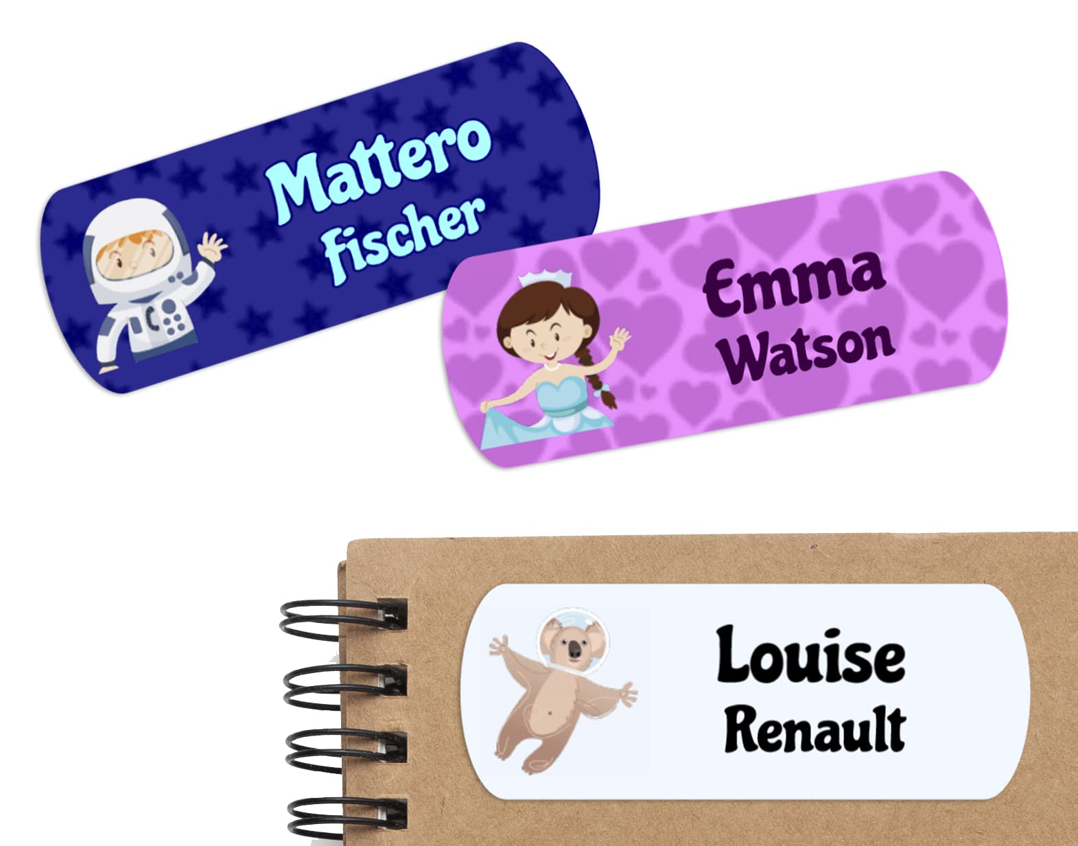 45 Etiquetas Adhesivas Personalizadas con iconos de Aventura para marcar objetos, libros, fiambreras, etc. Medida 5 x 2 cm