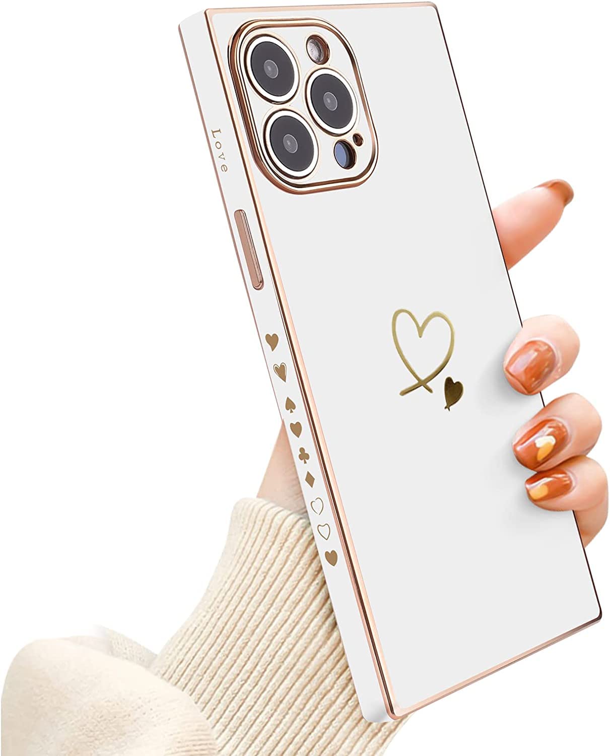Newseego Custodia Per IPhone 13 Pro Max, Design Orsetto Kawaii, Silicone Liquido Morbido, Antiurto E Antigraffio, Ricarica Wireless, Bianco