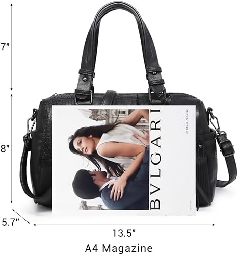 Miniatura 4 de Dasein Bolso para mujer de cuero vegano suave, diseño de barril, grande, tipo "hobo", con asa superior, bolso de trabajo, de mano, de hombro