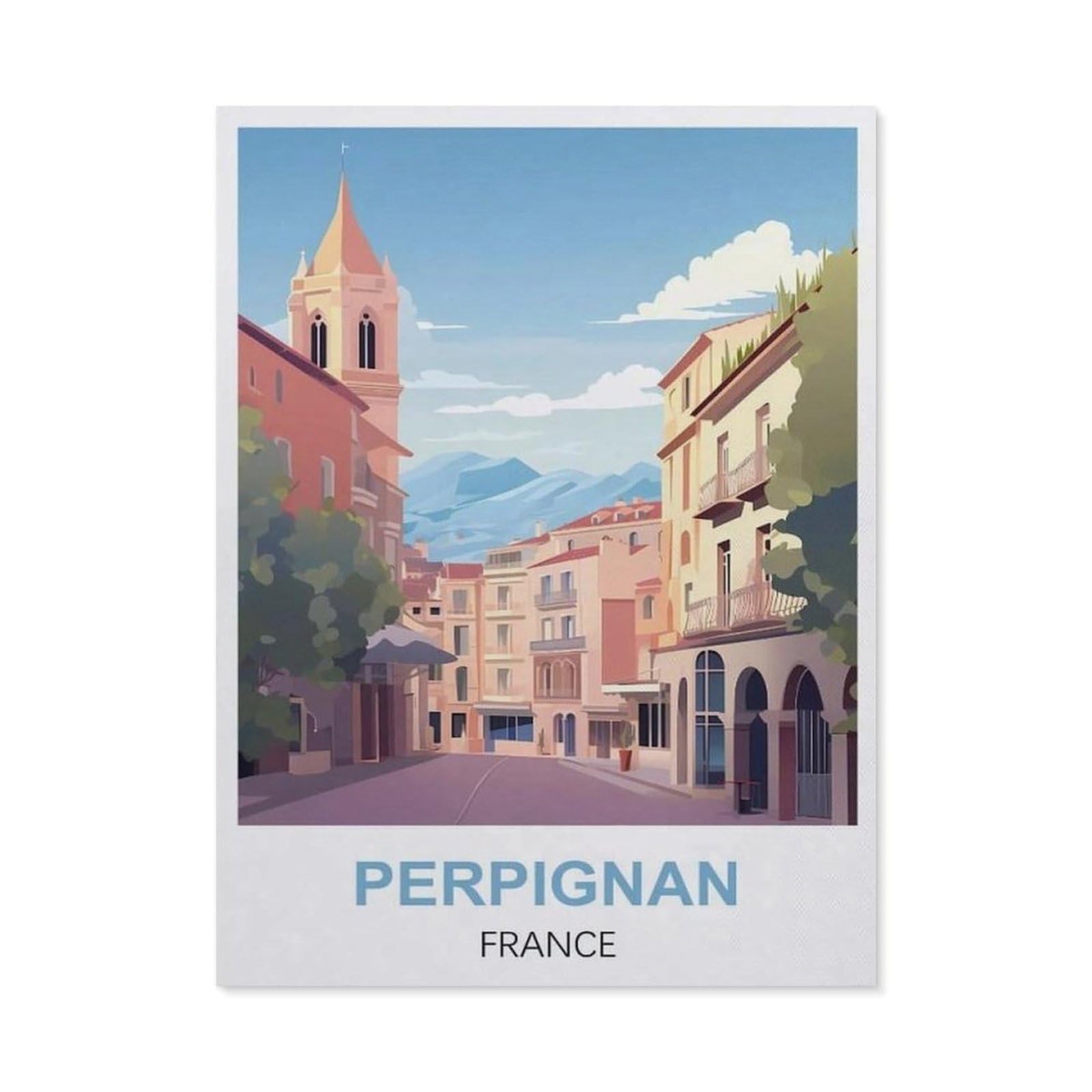 Vintage Wall Decor Metal Poster Plaque，Perpignan France(30x40cm）