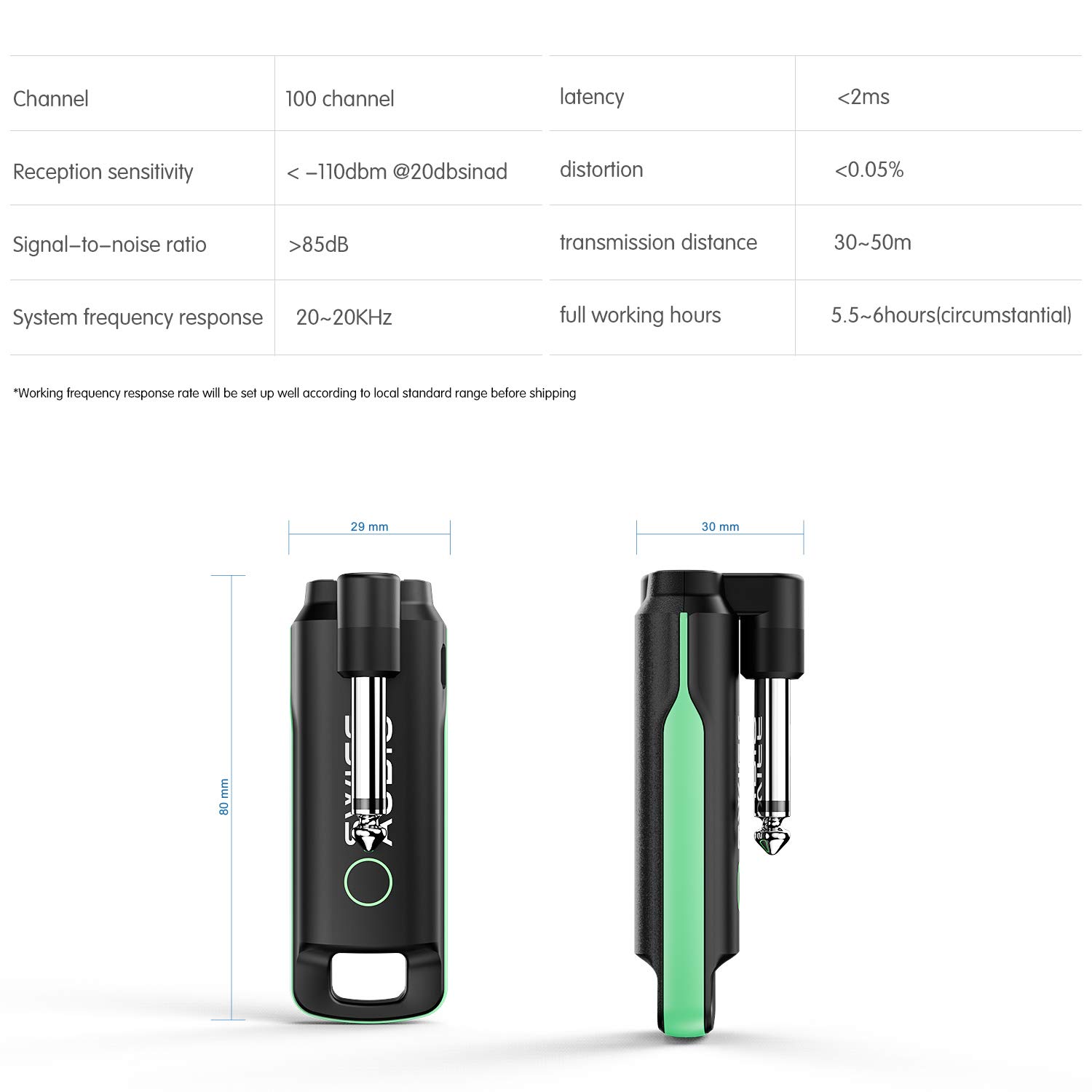 Sistema Inalámbrico de Guitarra, SWIFF Transmisor Inalámbrico de Guitarra Receptor de Baja Latencia Recargable Sistema Inalámbrico de Audio Digital para Guitarra Soporta Múltiples Canales