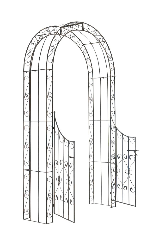 CLP Arche de Jardin avec Portillon Sina- Arceau de Jardin Romantique en Fer Forgé - Support pour Plantes Grimpantes avec Porte Style Shabby-Chic, Couleur:Bronze