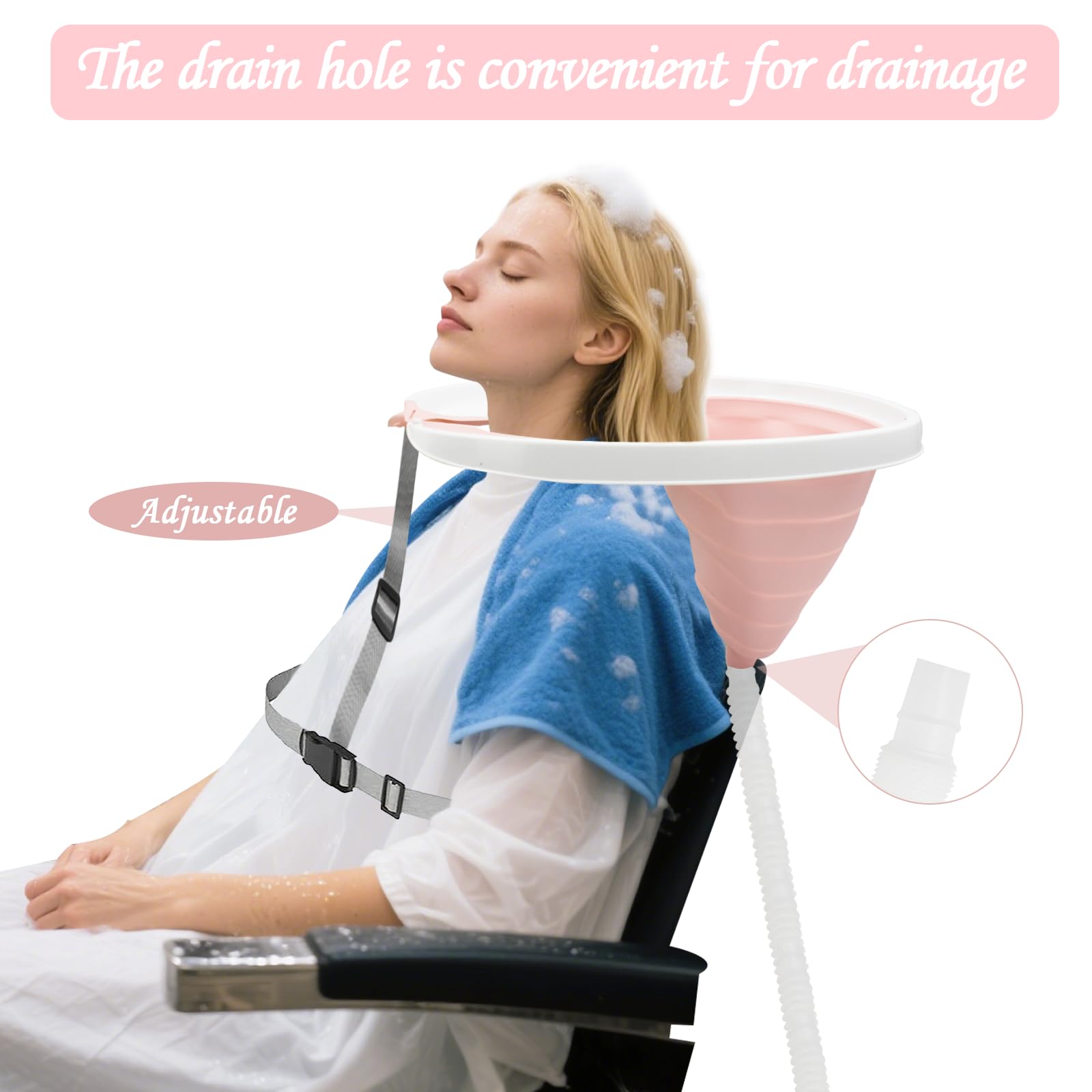 Lavabo pour personnes alitées, bac à shampooing pliable, lavage des cheveux au lit, bac à shampoing portable, aide au lavage des cheveux pour personnes âgées, handicapées et femmes enceintes