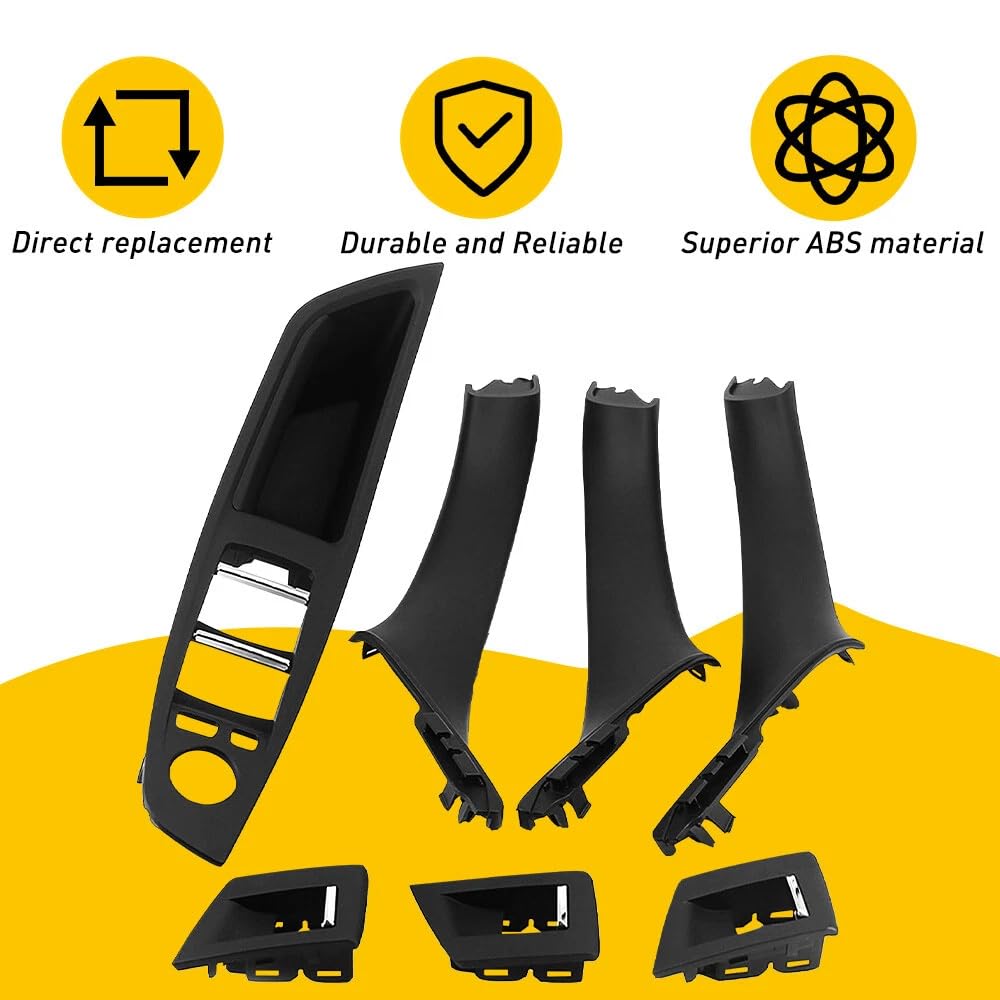 Innentürgriff 1 Set Türverkleidungsknauf schwarz ，Türgriff Innen Kit Ersatz für 5er F10 F11 518d 520d 520i 530d 535i 2009 - 2016 Autozubehör Teil# 51417225873 51417225851
