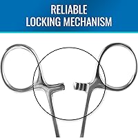 Vista 4 de MABIS Precision Kelly Forceps Locking Tweezers Clamp, Silver, Curved, 5-1/2 Inch, 1 Count (Pack of 1)