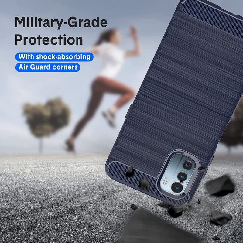 Image of NPRC Hybrid Ultra Slim Protective Case TPU Non-Slip Carbon Fiber Texture Shockproof Case Cover for Nokia G21 - Blue