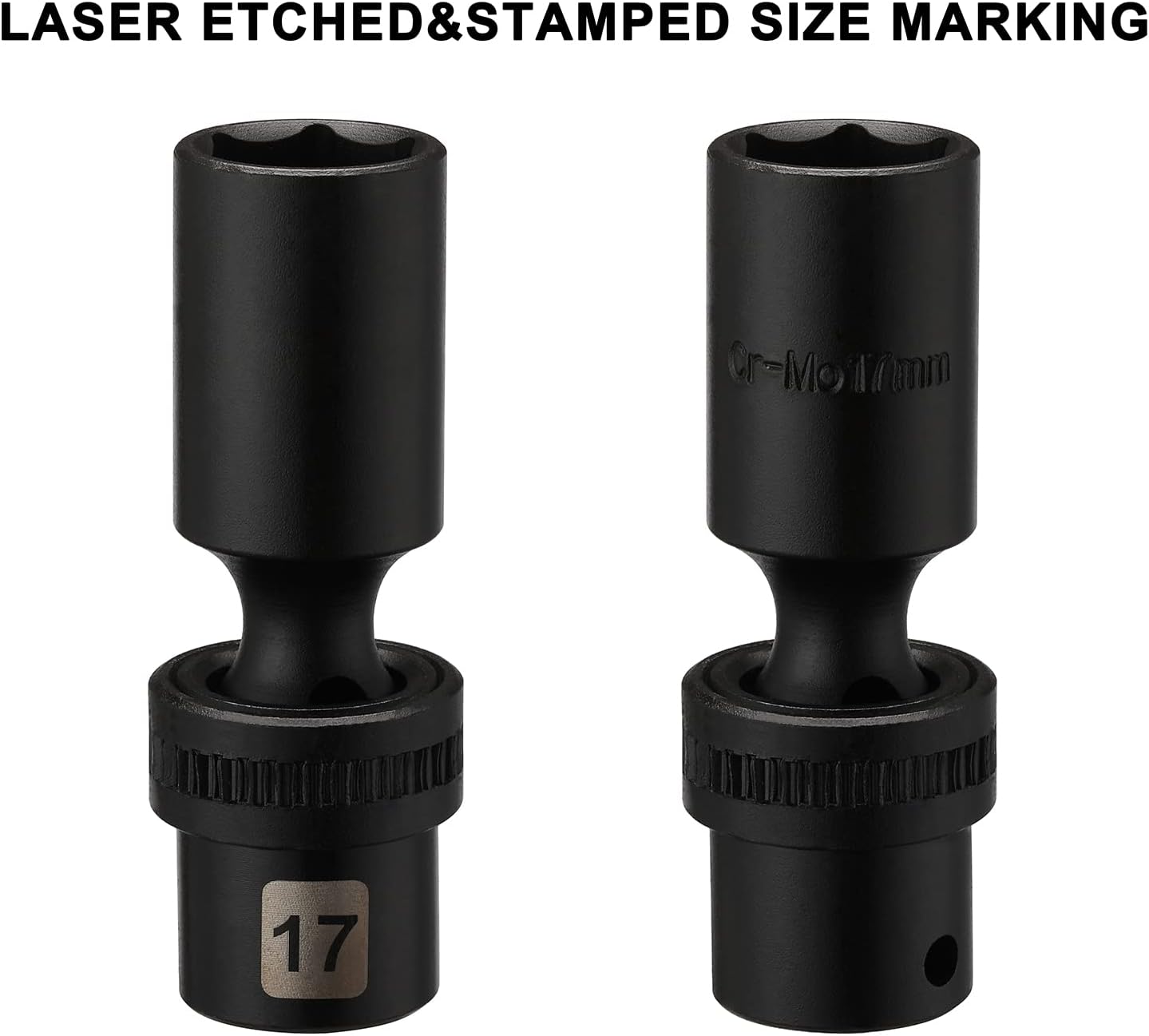 Mayouko 10 PCS 3/8" Drive Deep Universal Impact Socket Set, 6 Point, Metric,10-19mm
