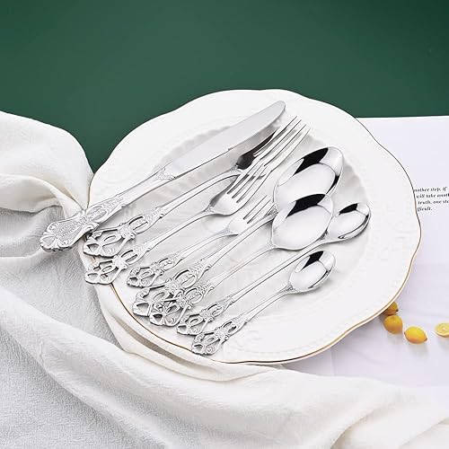 Miniatura 6 de Uniturcky - Juego de 6 tenedores de postre de acero inoxidable plateado pequeño, tenedores de metal pulido con espejo, cubiertos modernos, tenedores