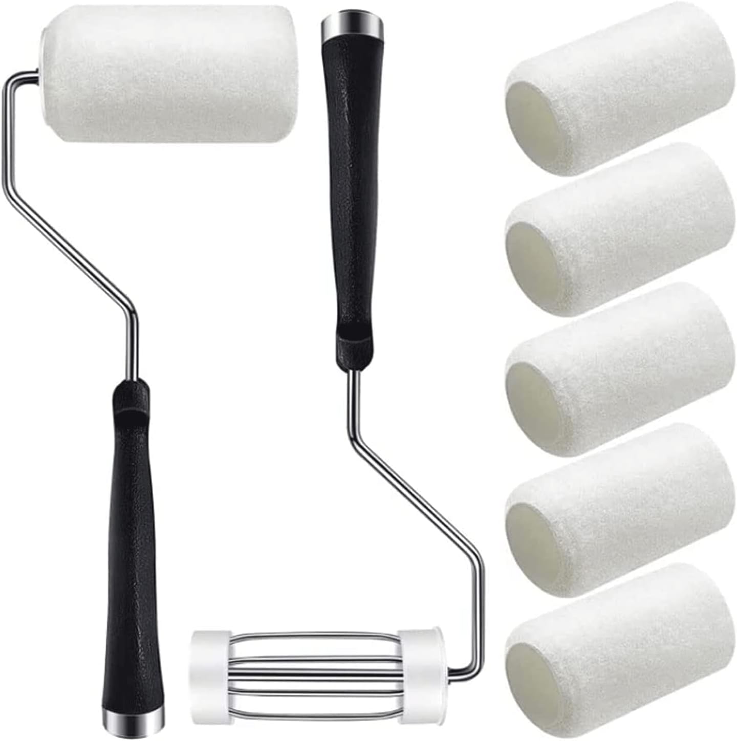 Pack of 8 Paint Roller Polyester with Handle Sponge Roller Frame Portable Roller Painting for Painting House Wall Ceiling