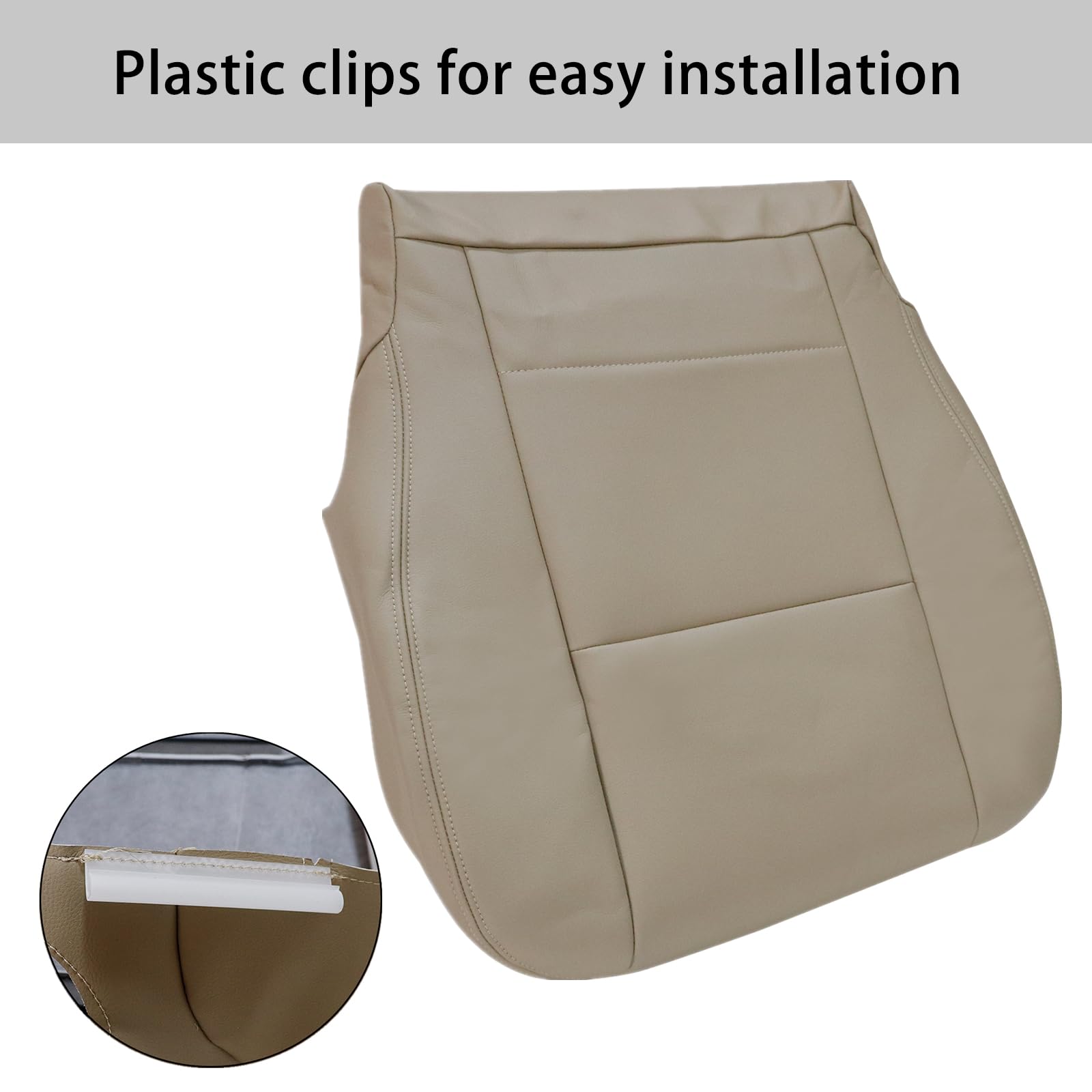 SecosAutoparts Driver or Passenger Side Bottom Leather Seat Cover Tan Compatible with Toyota Sequoia Tundra 2000 2001 2002 2003 2004