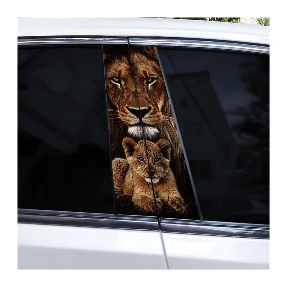 Decorative Items 1pair Animal Lion Car Door Pillar Sticker DIY Car B Pillar Vinyl Sticker(B)