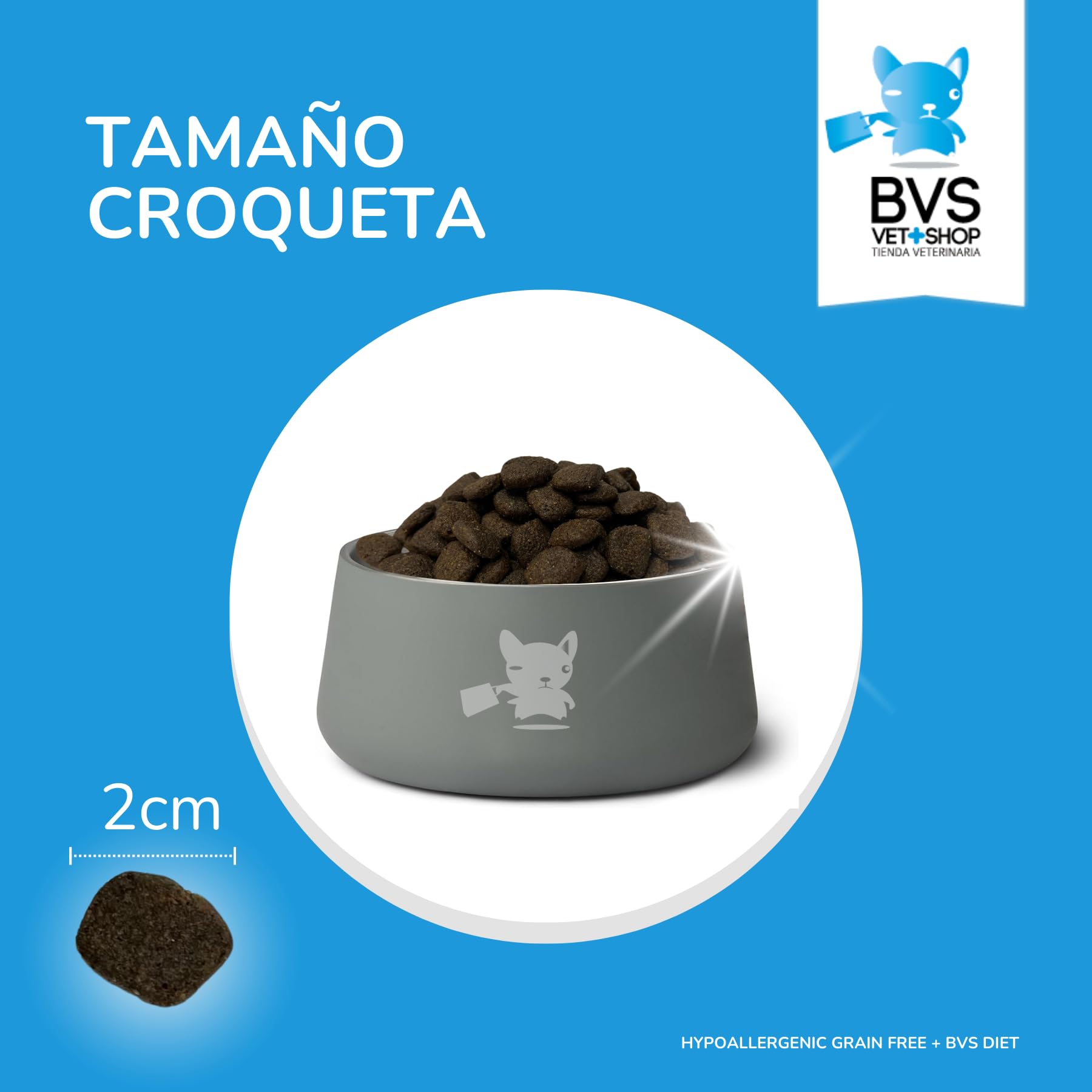 BVS Vet Shop | Diet Hypoallergenic Grain Free para Perros | Reproduce fielmente la Dieta Propia de tu Mascota, Piel Sana y Pelo Sedoso | 12Kg