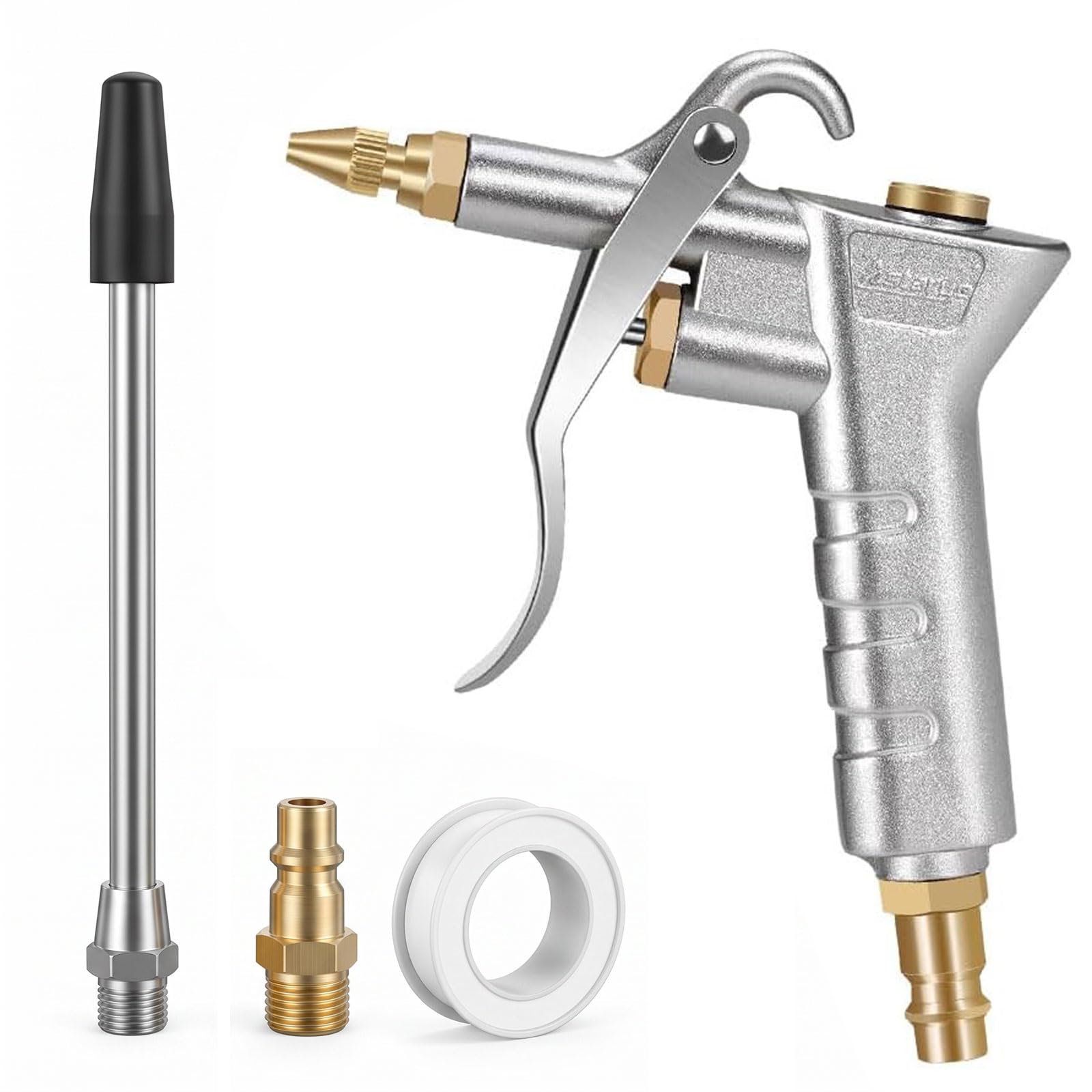 Air Blow Gun - Air Compressor Gun with 1/4" NPT & 1/4" BSP German Connector, Extension Blow Nozzle, High-Pressure Duster Cleaning Accessories for Compressor