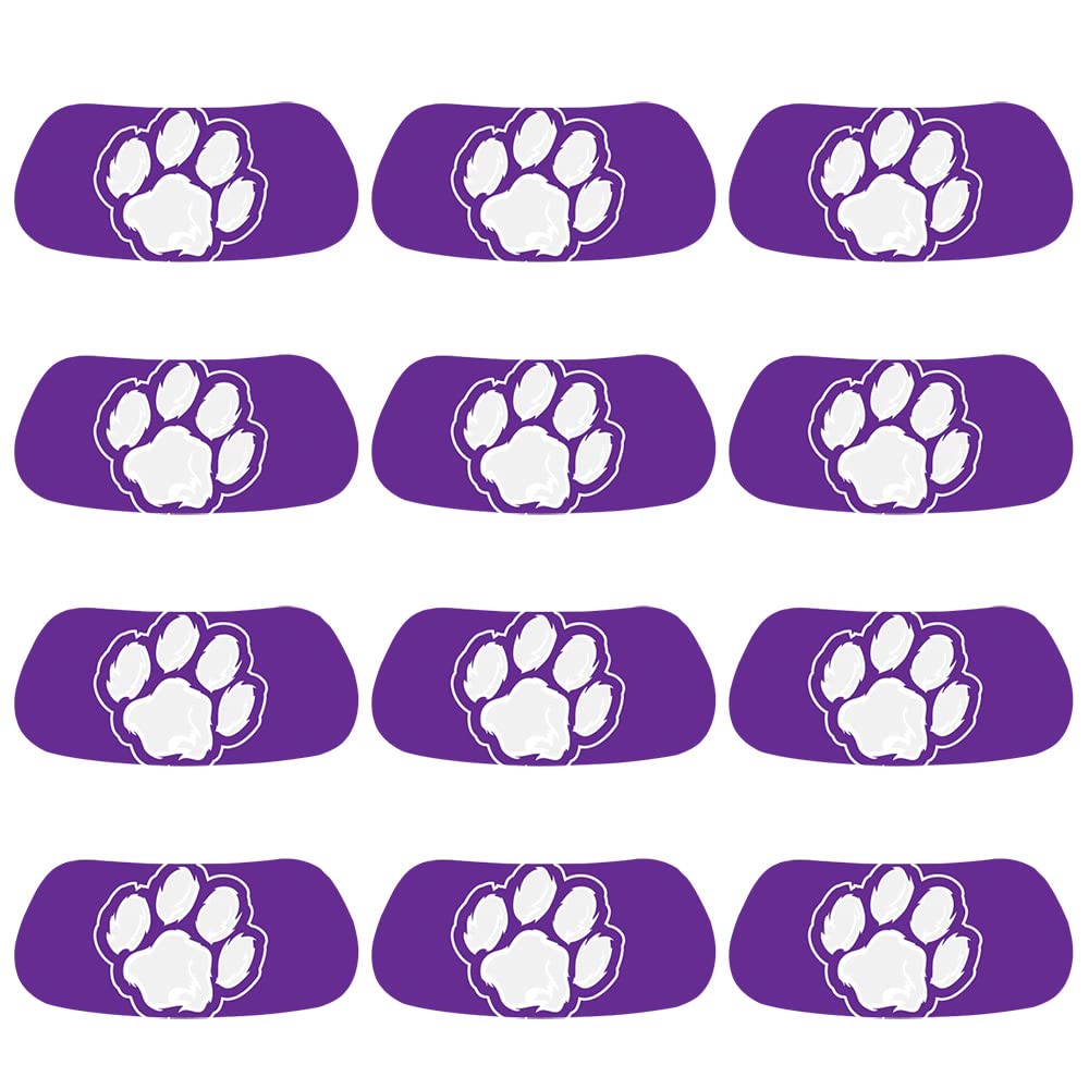 Anderson’s Purple and White Single Paw EyeBlacks, 12 Pairs per Package, School Spirit, Face Stickers, Sports Fan Gear, Football Cheerleader Accessories, Homecoming