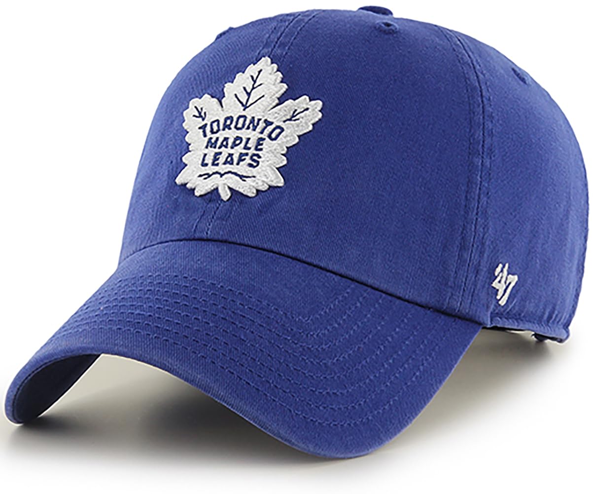 47 NHL Team Color Alternate Primary Logo Clean Up Adjustable Cap Dad Hat, Adult One Size Fits All, Toronto Maple Leafs - Blue, One size