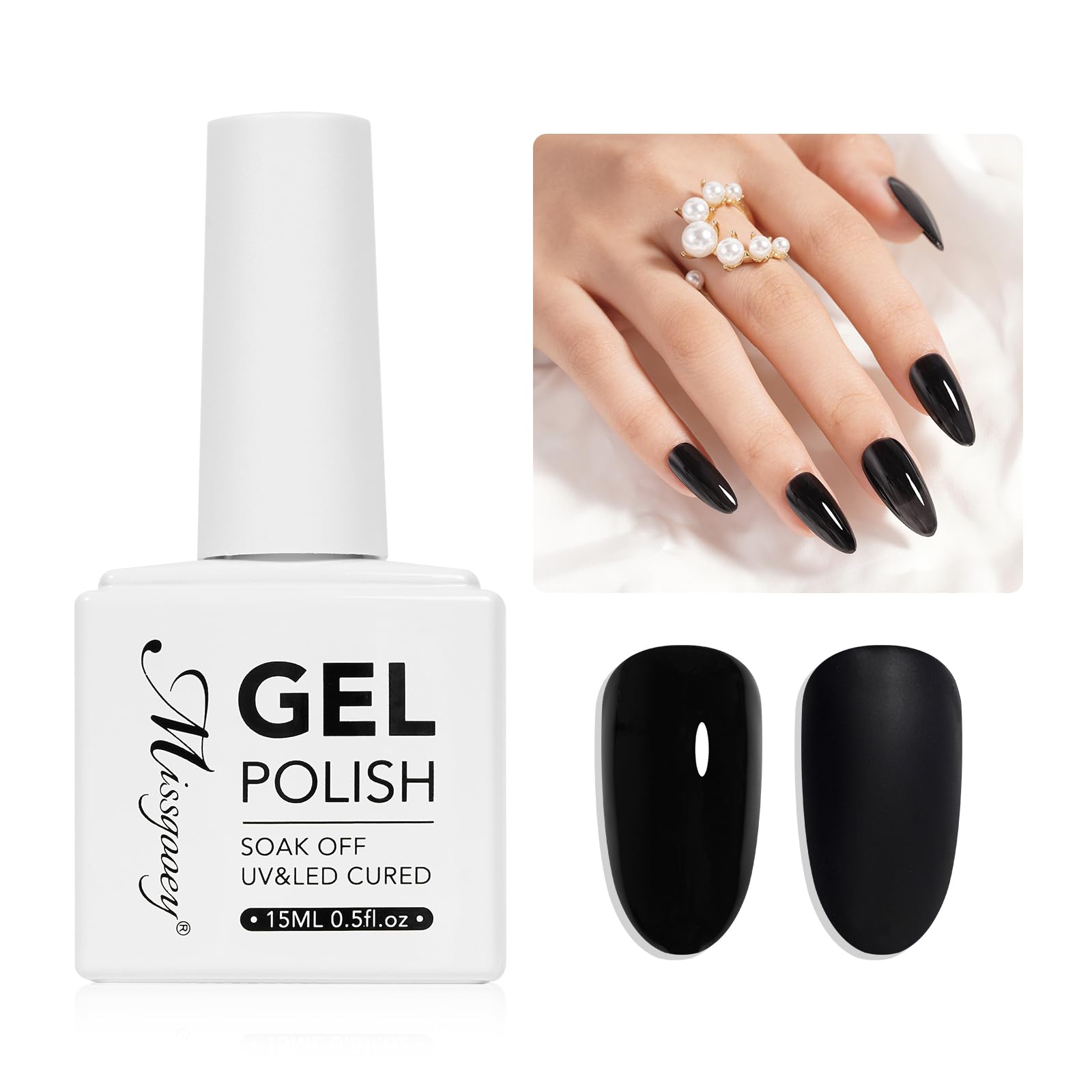 Amazon | Missgooey ジェルネイル カラー 黒 ブラック 単色 15ml UV