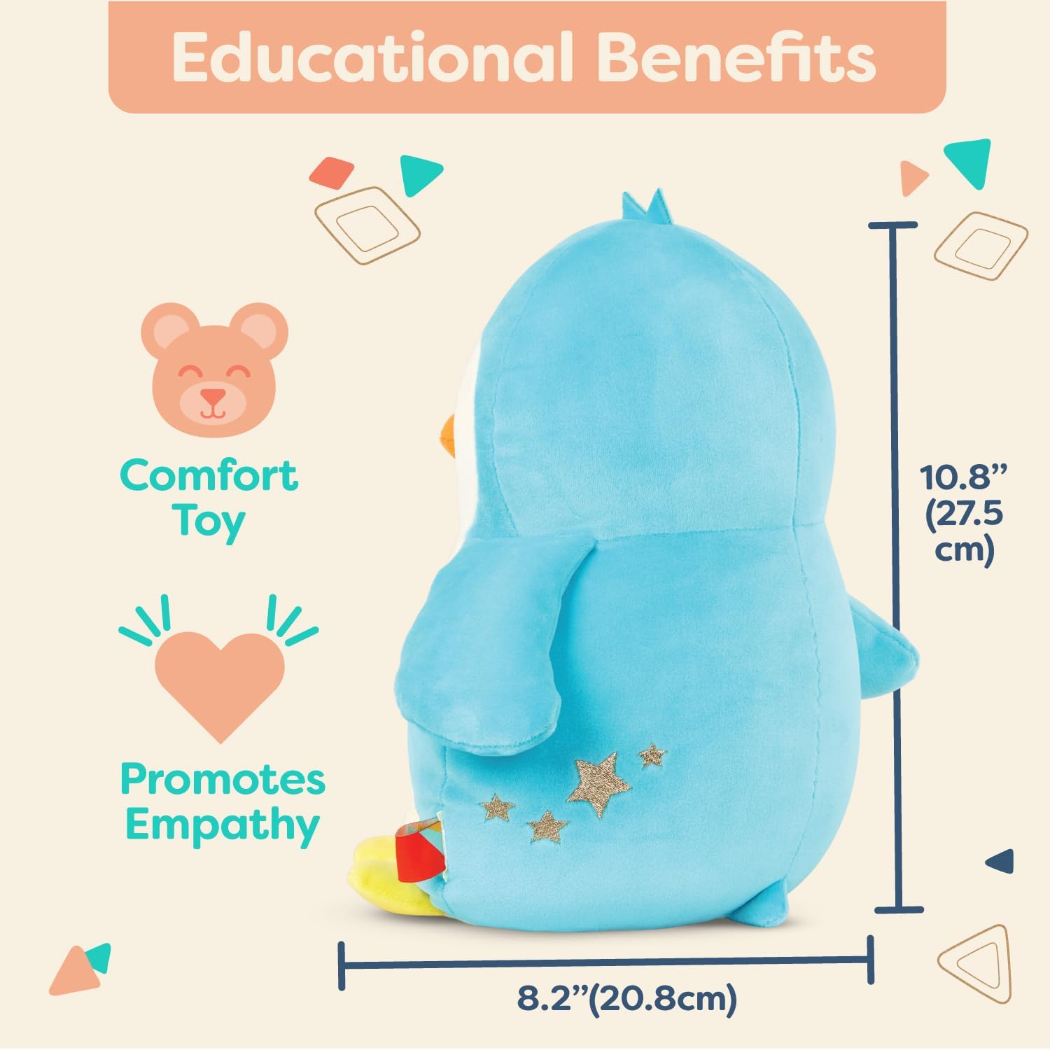 B. toys – Plush Squishy Penguin – Stuffed Animal – Soft & Squishy Blue Penguin – Washable Toy for Baby, Toddler, Kids – Huggable Squishies – Poppy Penguin 0+ Months