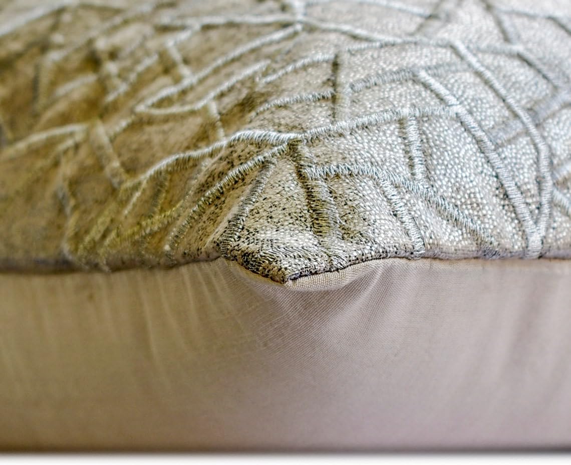 The HomeCentric Decorative Pillow Cases Silver & Gray 16"x16" (40x40 cm) Jacquard Jacquard, Foil, Embroidered, Mosaic Throw Pillow Cover for Sofa, Geometric Modern - Metallic Mosaic