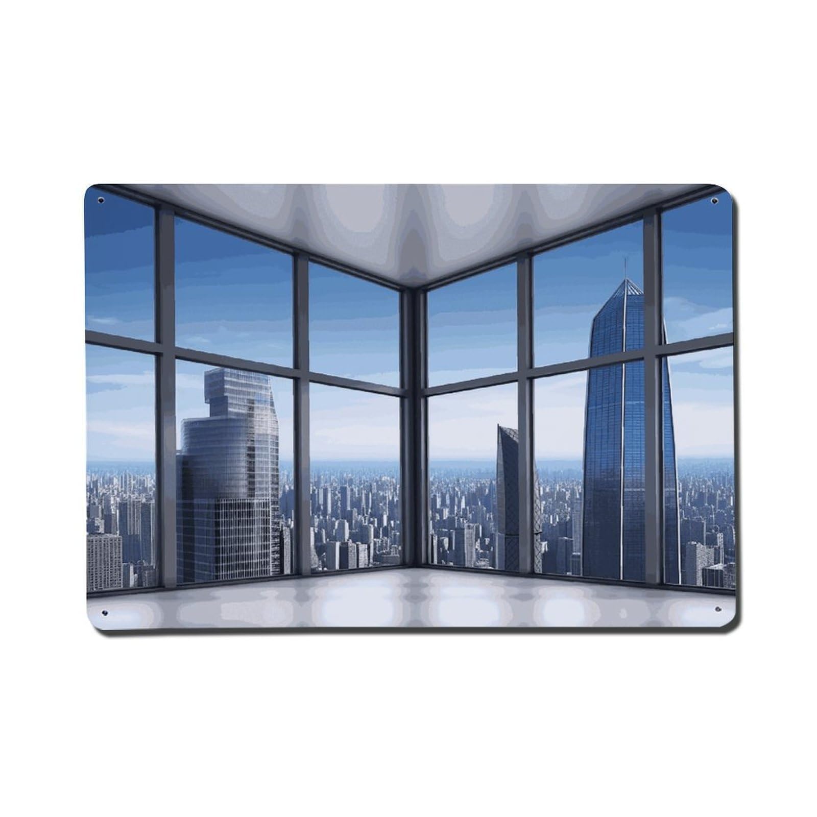 Adfgyerh Style Skyscraper Buildings Metal Signs Funny, Aluminum Tin Sign Indoor Outdoor Decor, Vintage Signs For Home Office Kitchen Bar Cafe Garden Farmhouse Wall Decor