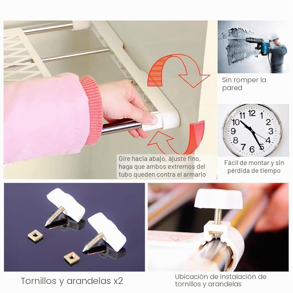 BAOYOUNI ampliable armario Rack de almacenamiento de estantería ajustable separador organizador Divider Holder Ropa Percha Barra para armario de cocina armario baño estantería compartimento, 55-90cm