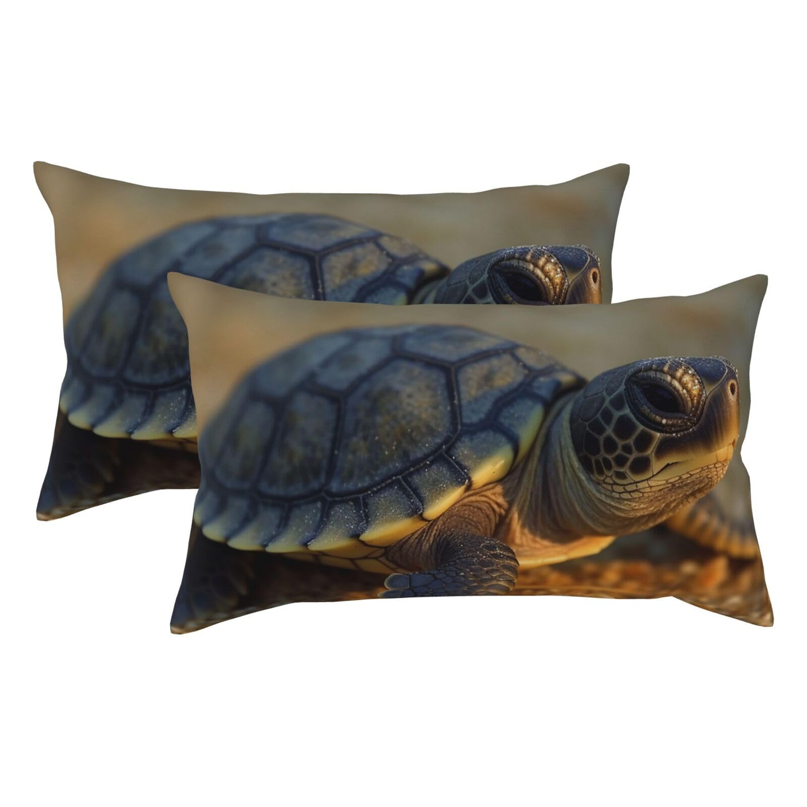 2 Pack King Pillow Cases with Hidden Zipper, Soft Breathable Pillow Covers for Hair and Skin, Baby Turtle Pillowcases 20"x36" Bed Pillow Protectors Cover for Sleeping Gifts