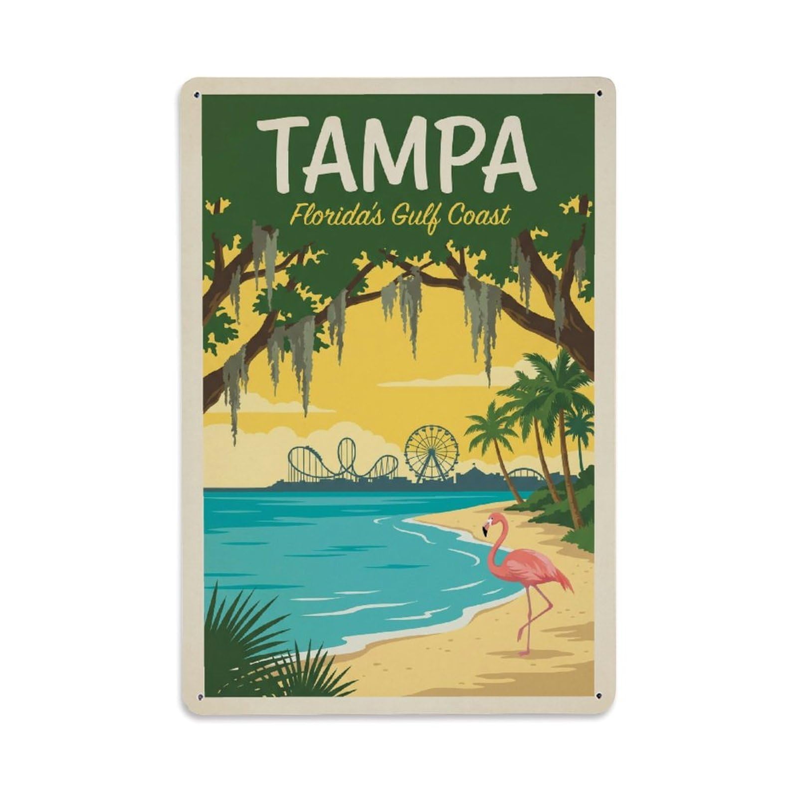 Huiyhb 8X12inch(20X30cm) Vintage Travel Usa Tampa Metal Tin Sign