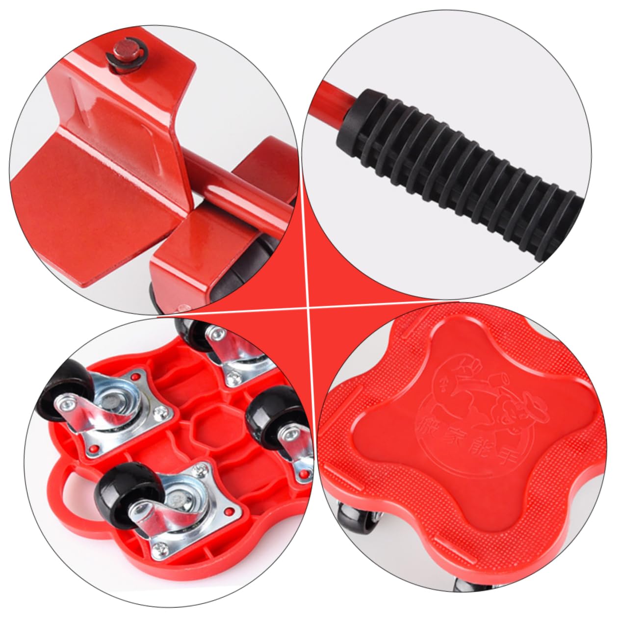 Uonlytech Kit Per Trasloco Mobili Set Di Rulli Per Traslochi Puleggia Multifunzionale Trasloco Letti Attrezzo Di Sollevamento Rosso