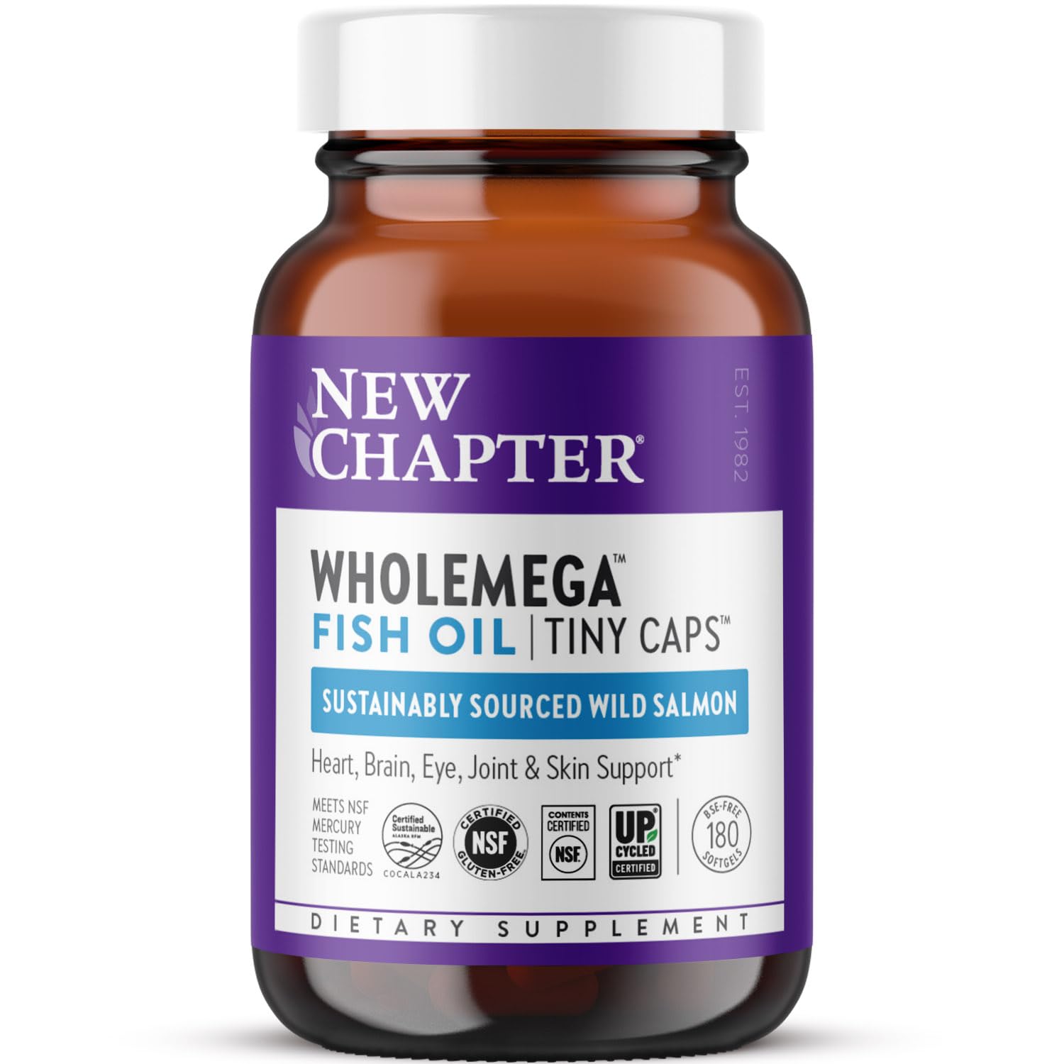Fish Oil Supplement - Wholemega Wild Alaskan Salmon Oil with Omega-3 + Vitamin D3 + Astaxanthin + Sustainably Caught - 180 ct Tiny Caps