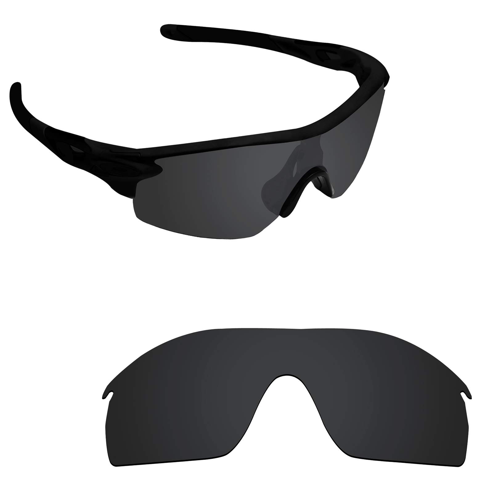Alphax Stealth Black Polarized Replacement Lenses for Oakley RadarLock XL OO9196