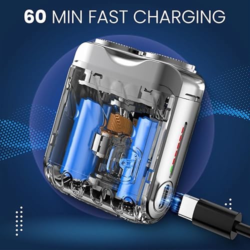 Miniatura 4 de Afeitadora eléctrica portátil giratoria de doble anillo, actualización 2026, mini afeitadora explosiva eléctrica, recargable de un botón de larga