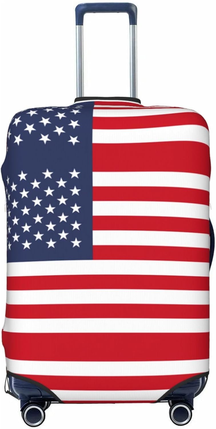 US Flagprint Premium Suitcase Cover | Durable Polyester Elastic Luggage Cover With Zipper & Buckle, Travel Suitcase Protector For Medium Large Bags