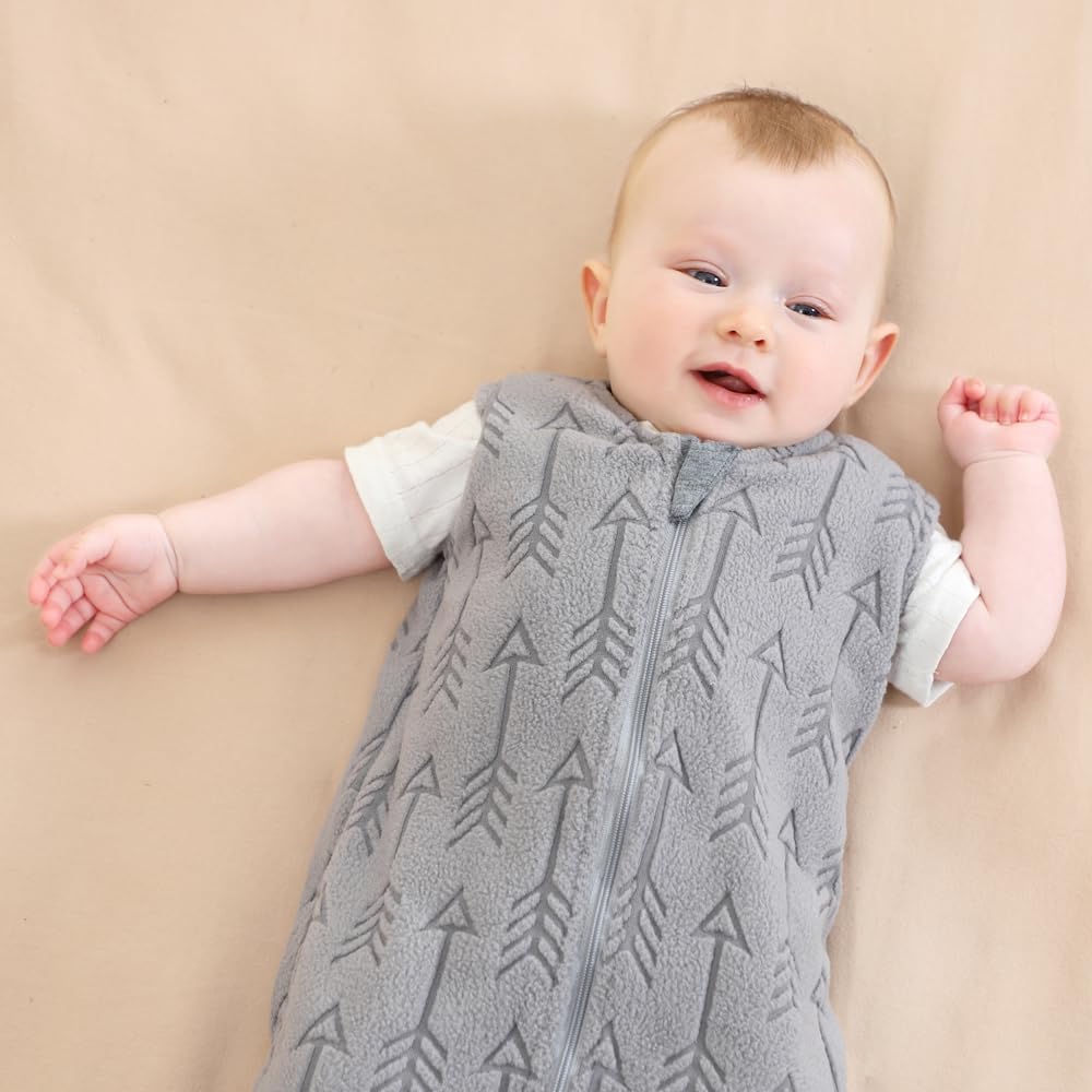 BlueSnail 2-in-1 Adjustable Transition Swaddle 0-3 Month, Baby Sleep Sack with Removable Swaddle, Wearable Blanket, 2-Way Zipper for Easy Diaper Changes(Gray Arrow) - Image 4