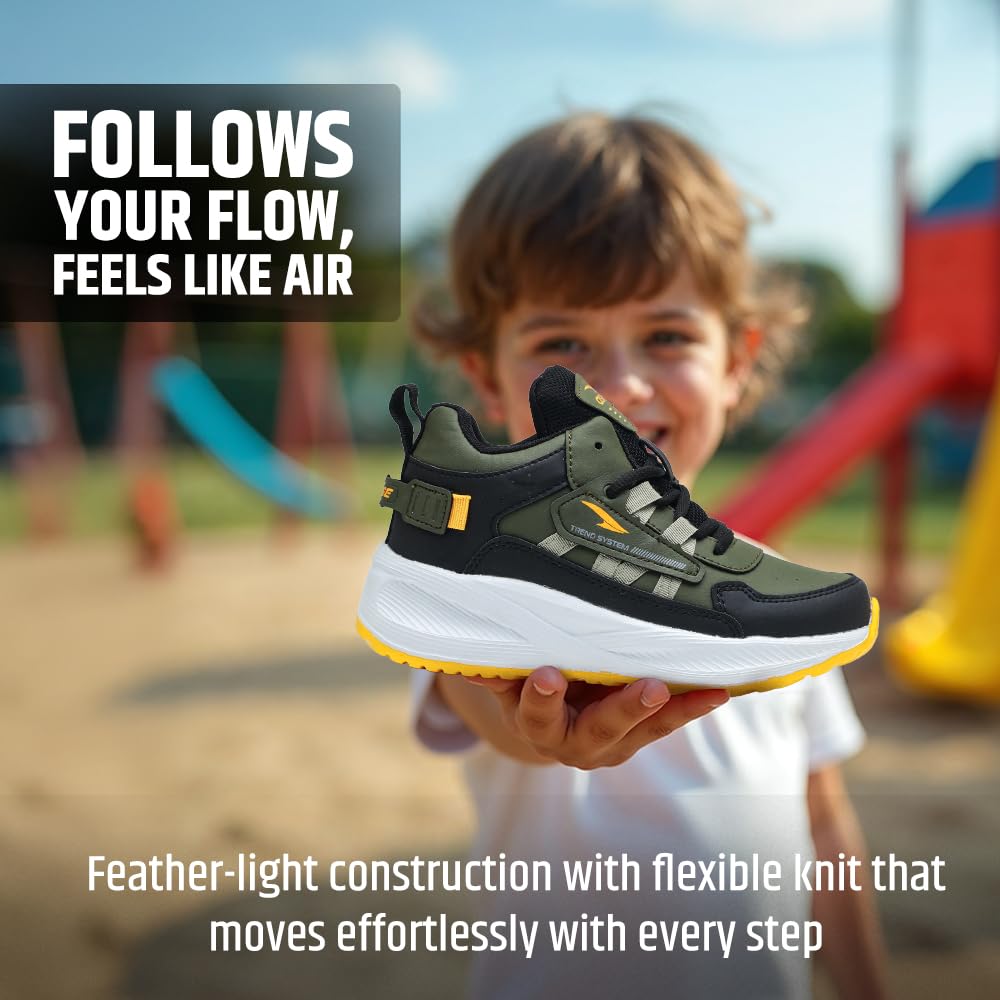 ASIAN Adventure-41 Kids High Top Sports Shoes for Boys & Girls | Lightweight Cushioned Shoes for Running & Play | Breathable Anti-Skid Shoes Black Olive 2