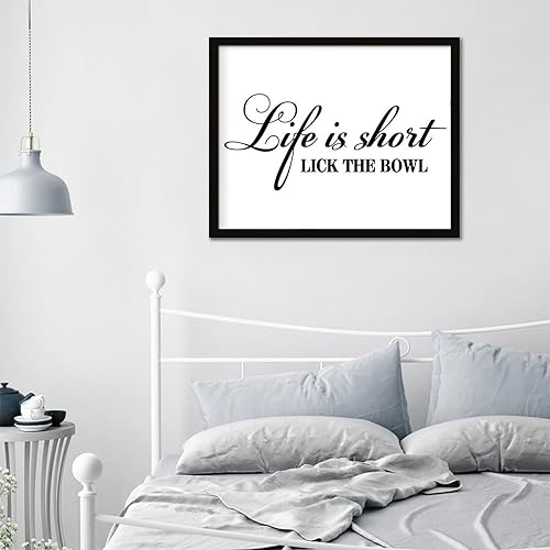 Miniatura 7 de Life Is Short Lick The Bowl Wood Framed Printed Sign Wall Decor Modern Signs Country Wooden Signs for Bedroom Home Outdoor 16x20in