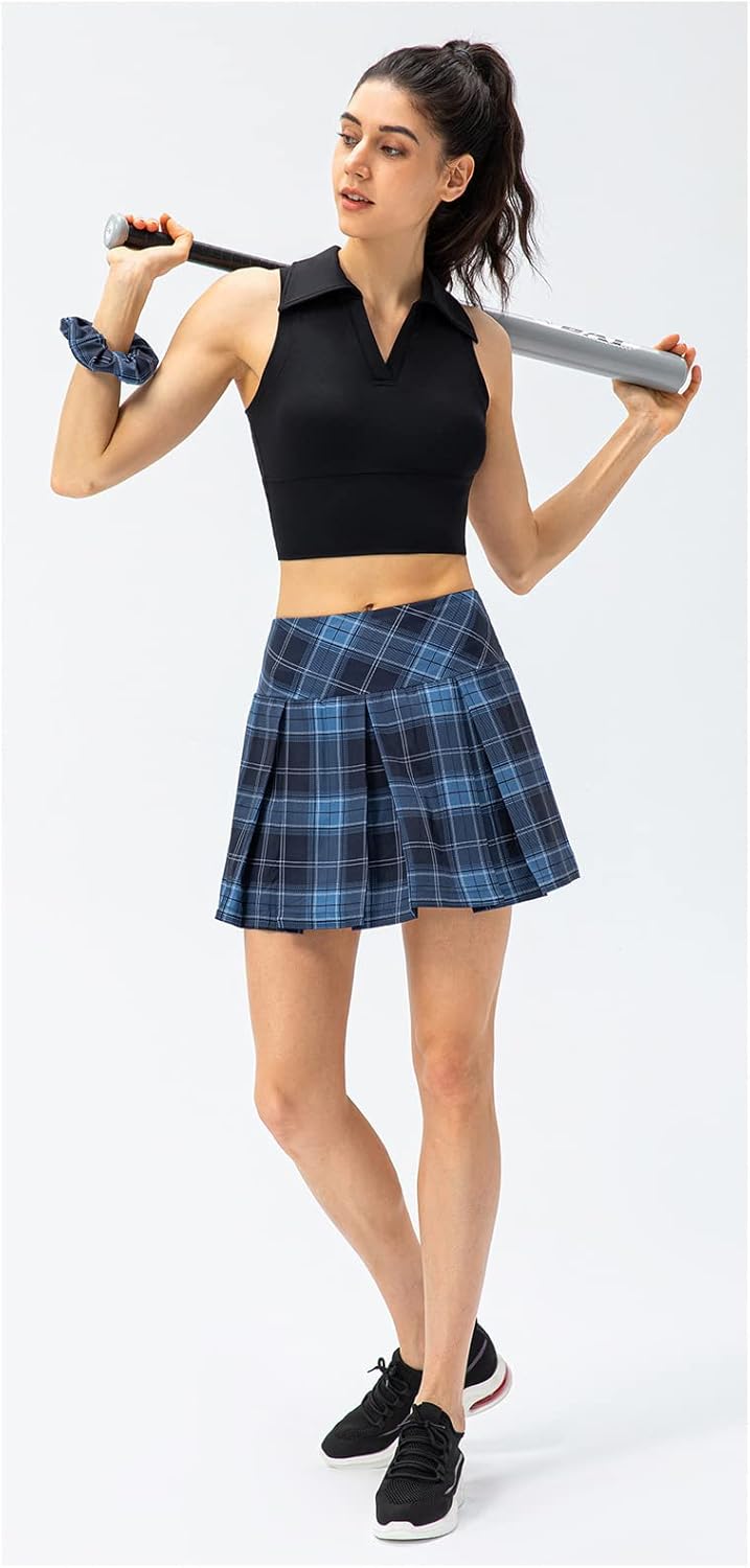 Solid Color Sports Skorts with Pocket, Golf Running Tennis Active Skirts, Women's Activewear