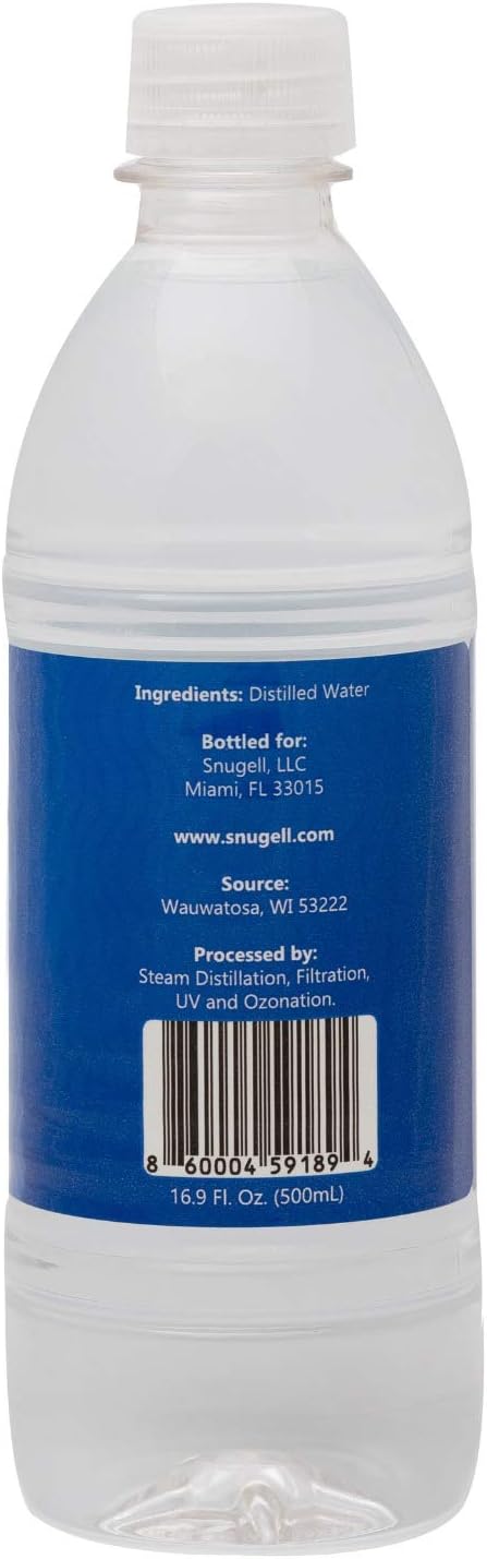 Snugell Distilled Water for CPAP Humidifiers | 12 Bottle Pack 16.9 oz H20 | Travel Friendly | 16.9oz H2O | Made in USA | : Health & Household